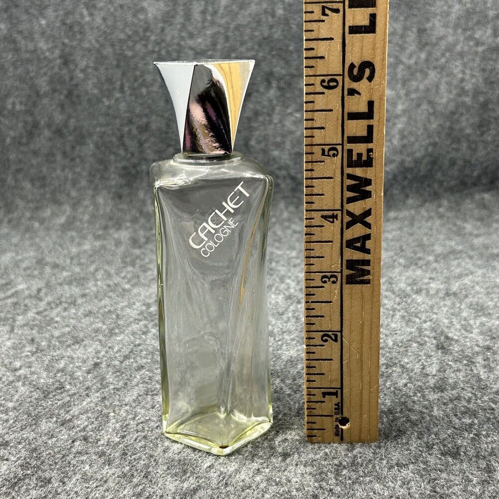 CACHET COLOGNE Vintage Glass Bottle 6 Inch Tall Men's Vanity Old Advertising